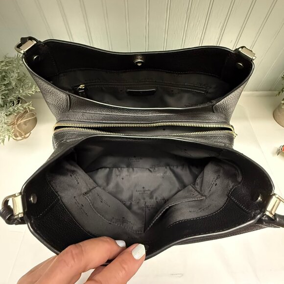 KATE SPADE Lena Triple Entry Shoulder Bag Pebbled Leather EUC Authentic - Picture 8 of 13